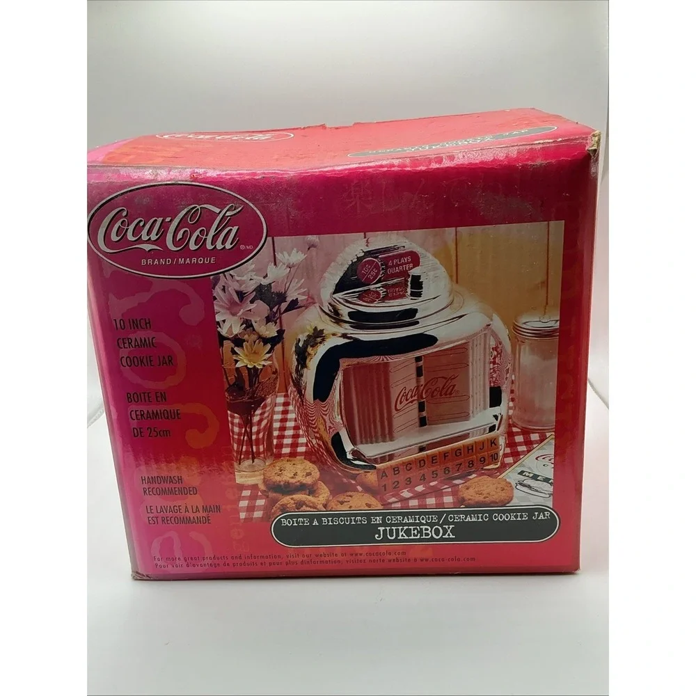 Vintage 2000 Coca-Cola Jukebox Shiny Silver Cookie Jar by Gibson, NIB